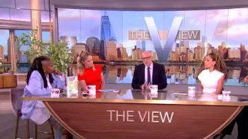 Tove Zola Draped cotton-blend Midi Dress worn by Sunny Hostin as seen in The View on  May 23, 2024