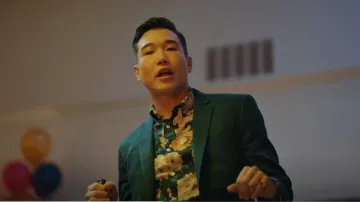 Asos Design Stretch Slim Shirt in Black Floral Print worn by Nicholas (Joel Kim Booster) as seen in Loot (S02E10)