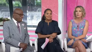 Vestido recto de lino bordado Talbots usado por Dylan Dreyer como se ve en Today el 28 de mayo de 2024