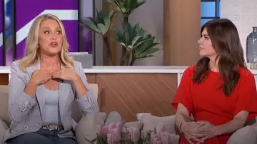 Veronica Beard Gaya Metallic Stripe Jacket worn by Jessica St. Clair as seen in The Talk on May 22, 2024