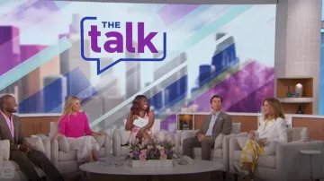 Alice + Olivia Maeve Vegan Leather Skirt worn by Natalie Morales as seen in The Talk on May 22, 2024