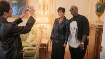 Chanel Monte-Carlo Sequin Double Breaste Coat Jacket worn by Kris Jenner as seen in The Kardashians (S05E02)