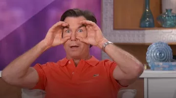 Lacoste Classic Pique Short Sleeve Polo Shirt in Sunrise worn by Jerry O'Connell as seen in The Talk on  May 24, 2024