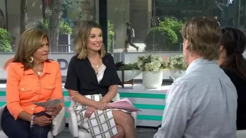 Victoria Beckham Jacquard Check Wrap Skirt worn by Savannah Guthrie as seen in Today on  May 29, 2024