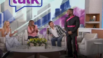 Helmut Lang Seat Belt Stripe Virgin Wool Pants worn by Kel Mitchell as seen in The Talk on  May 6, 2024