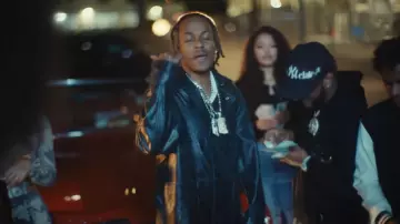 Rich The Kid Wardrobe: Leather Trench Coat worn by him in Band Man (Official Music Video)