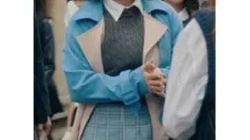 Geek Girl Outfits: Lexi (Mia Jenkins) is wearing Colourblock Trench Coat in season 1, episode 7 of Netflix TV series
