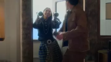 Chopova Lowena Mixed Media Spliced Argyle SKirt usado por Zaara Ali (Tara Raani) como se ve en grown-ish (S06E18)