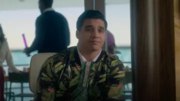 Zara Man Floral Satin Bomber Jacket worn by Vivek Shah (Jordan Buhat) as seen in grown-ish (S06E18)