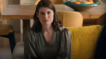 Jigsaw Satin Drape Top worn by Annabel Manners (Jemima Rooper) as seen in Geek Girl (S01E07)