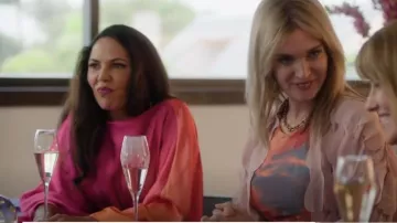 H&M Satin Knot Detail Dress worn by Cat (Olivia Tennet) as seen in My Life Is Murder (S04E07)