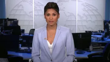 Ann Taylor The Notched One Button Blazer worn by Jericka Duncan as seen in CBS Evening News on June 3, 2024