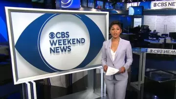 Ann Taylor The Straight Pant in Cross Weave worn by Jericka Duncan as seen in CBS Evening News on June 3, 2024