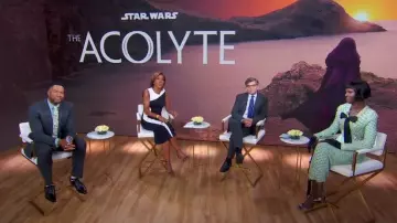 Wiederhoeft Celadon Wasp Silk Corset Top worn by Jodie Turner-Smith as seen in Good Morning America on  June 3, 2024