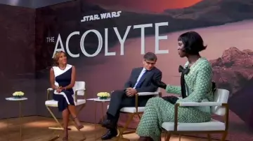 Wiederhoeft Crochet Silk Pencil Maxi Skirt worn by Jodie Turner-Smith as seen in Good Morning America on  June 3, 2024