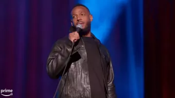 Outfits from Good Grief Show: Button leather Jacket worn by Marlon Wayans at the iconic Apollo Theater