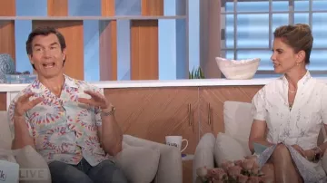 Scotch & Soda Floral Tie Dye Short Sleeve Shirt worn by Jerry O'Connell as seen in The Talk on June 4, 2024