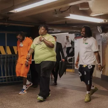 Balenciaga White, Black, & Neon Yellow 'Runner' Sneakers worn by BigXthaPlug on the Instagram account @bigxthaplug