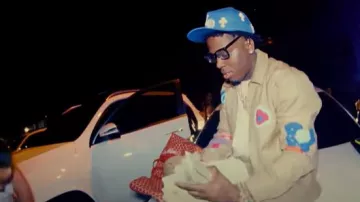 Chrome Hearts Royal Blue & White Cross Patches 'CH' Hat worn by Real Boston Richey in Real Boston Richey - Help Me (Official Music Video)