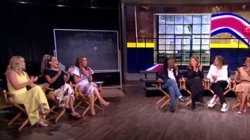 Saint Laurent Bianca Node 85mm Platform Sandals worn by Sunny Hostin as seen in The View on June 5, 2024