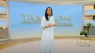 Alice + Olivia Shira Floral-embroidered Shirtdress worn by Tamron Hall as seen in Tamron Hall Show on May 29, 2024
