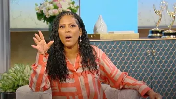 Fendi Salmon Pink Printed Silk Dress worn by Tamron Hall as seen in Tamron Hall Show on  May 31, 2024