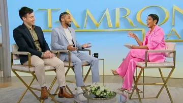 Cinq a Sept Kylie Satin Blazer usado por Tamron Hall como se ve en Tamron Hall Show el 4 de junio de 2024