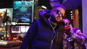 Rick owens Black 'Sealed' Hooded Puffer Vest worn by Nav in Diany Dior & Nav - Favorite Lady (feat. Cash Cobain) (Official Music Video)