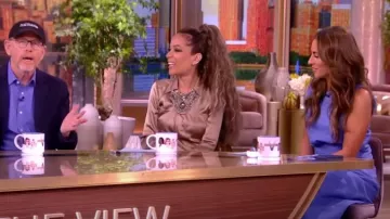 Frame Ruched Sleeveless Cotton Midi Dress worn by Alyssa Farah as seen in The View on June 6, 2024