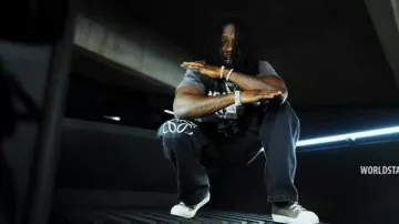 Rick Owens Dust Grey Waxed Nubuck High-Top Sneakers worn by Jack Boy in Jackboy & BabyDrill - No Diddy (Official Music Video)