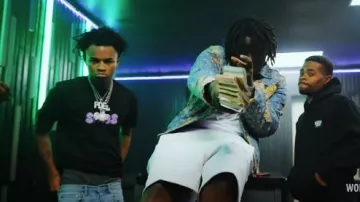 Palm Angels White 'New Classic' Track Shorts worn by Baby Drill in Jackboy & BabyDrill - No Diddy (Official Music Video)