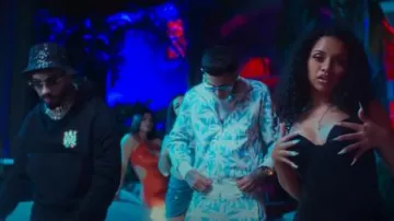 Palm Angels Light Blue Allover Palms Track Jacket worn by Conep in Conep & Anuel AA - Bellakita (Official Video)