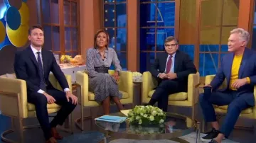 Rag & Bone Karen Two-Tone Draped Midi Dress worn by Robin Roberts as seen in Good Morning America on  June 6, 2024