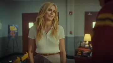 Calvin Klein Jeans Petite Ribbed Polo Shirt worn by Alice Wickstead (Justine Lupe) as seen in The Big Door Prize (S02E08)