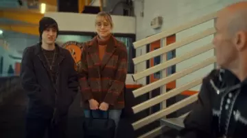 Avec Les Filles Plaid Shawl Collar Double Breasted Jacket In Brown worn by Gillian Rabin as seen in The Big Door Prize (S02E09)
