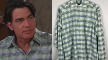 The O.C. Wardrobe: Peter Gallagher lleva una camisa frontal a cuadros verde a cuadros de Zegna Sport para interpretar a Sandy Cohen en el episodio 21 de la temporada 2