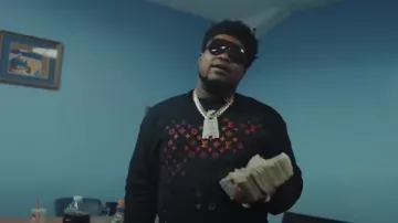 Sudadera Louis Vuitton Black Gradient Aurora Monogram usada por BossMan Dlow en BossMan Dlow - Talk My Shit