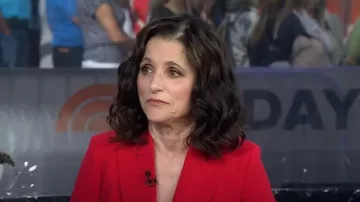 Carolina Herrera Crepe Double Breasted Tailored Suit Jacket worn by Julia Louis-Dreyfus as seen in Today on  June 10, 2024