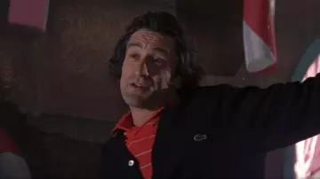 Robert De Niro's looks: the actor wears a black Lacoste cardigan to play the role of Max Cady in Raw Nerves