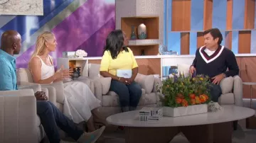 Brooks Brothers Vintage-Inspired Tennis V-Neck Sweater worn by Jerry O'Connell as seen in The Talk on June 11, 2024