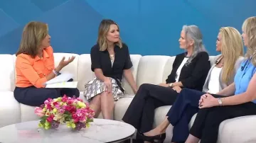 Victoria Beckham Jacquard Check Wrap Skirt worn by Savannah Guthrie as seen in Today on June 12, 2024