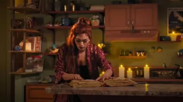 Free People FP Intimately Pajama Party Robe Floral Tie-Belt Wine worn by Angela (Savannah Basley) as seen in Reginald the Vampire (S02E06)