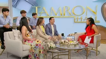 Alice + Olivia Samantha Floral Surplice Dress worn by Sofia Valastro as seen in Tamron Hall Show on  June 12, 2024