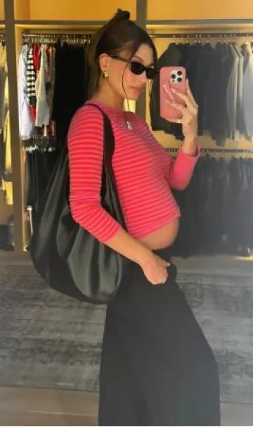 Oliver People x Fai Khadra Black Midnight Express Polar Sunglasses worn by Hailey Baldwin on her Instagram on June 7, 2024