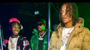 Chaqueta de plumón Gucci Beige Jumbo-GG usada por Skilla Baby en 2Rare - C4 (ft. Rob49 & Skilla Baby) [Video musical oficial]