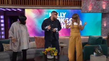 Burberry Floral-Trimmed Five-Pocket Jeans worn by Manuel Turizo as seen in The Kelly Clarkson Show on May 29, 2024