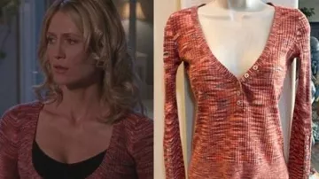 Clothing from The O.C. TV series: Free People Lightweight Coral Sweater worn by Kirsten Cohen (Kelly Rowan) in season 2, episode 5