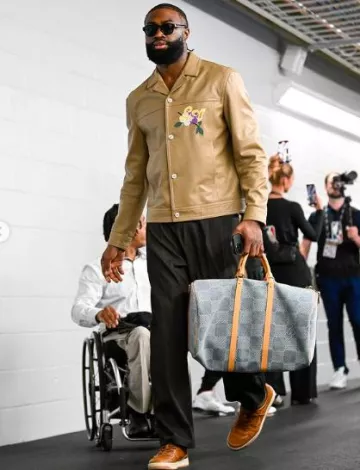 Prada Black & Blue Round Square Sunglasses worn by Jaylen Brown on the Instagram account @celtics