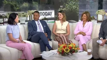 Ted Baker Stena Basket Stitch Cotton Blend Sweater worn by Vicky Nguyen as seen in Today on June 13, 2024