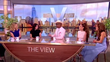 Victoria Beckham Cap Sleeve Midi Dress w/ Pleated Detail worn by Sara Haines as seen in The View on June 13, 2024